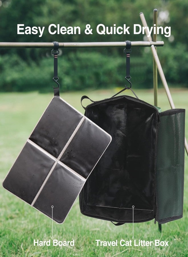 لوكس تيود صندوق فضلات القطط المحمول من لوكستود، مقاوم للماء والروائح، قابل للطي مع غطاء، شكل متين وقاعدة صلبة للاستخدام في السيارة والفندق والأماكن الخارجية (أخضر، متوسط) - Image 4